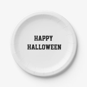 Grijszwarte Zwarte Kat Halloween Heks Pompoen Maan Papieren Bordje