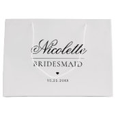 Grijze aangepaste bruidsmeisje naam Elegant hart b Groot Cadeauzakje (Voorkant)