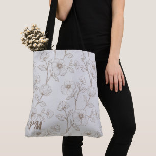 Grijze aangepaste monogram tote bag
