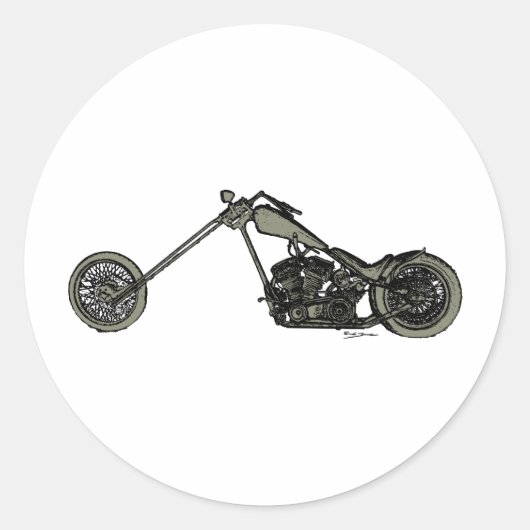 Grijze aangepaste motorfiets ronde sticker (Voorkant)