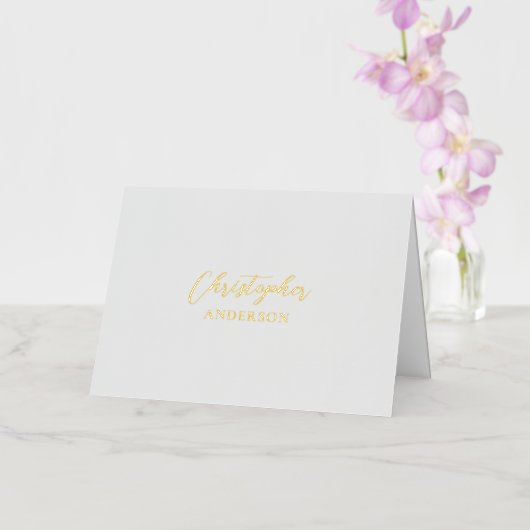 Grijze aangepaste tekst/Jouw naam — Stationery Folie Wenskaart (Orchidee)