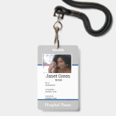 Grijze aangepaste werknemer verpleegster dokter ID Badge (Voorzijde met lanyard)