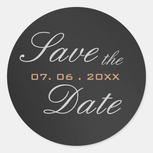 Grijze Aantrekkelijk Script Save the Date Calligra Ronde Sticker (Voorkant)