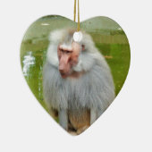 Grijze aap, Ape Macaque, Natuur, dierlijk wild Keramisch Ornament (Rechts)