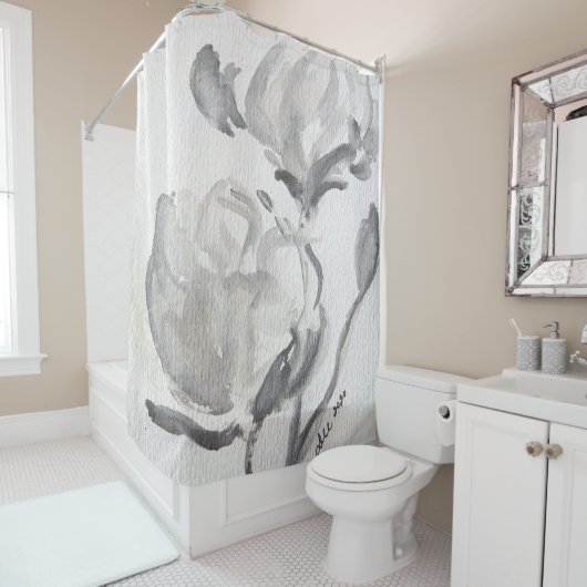 Grijze Abstracte douchergordijn Douchegordijn (In situ)