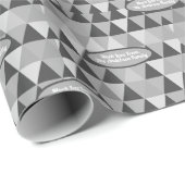 Grijze Abstracte driehoeken Retro Pine Tree Kerstm Cadeaupapier (Rol Hoek)