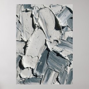 Grijze Abstracte Impasto Kunstprint Paletmes Tec Poster