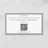 Grijze AC Unit Verwarming Koeling HVAC Visitekaart Visitekaartje (Achterkant)