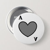 Grijze ace ronde button 7,6 cm (Voorkant /achterkant)