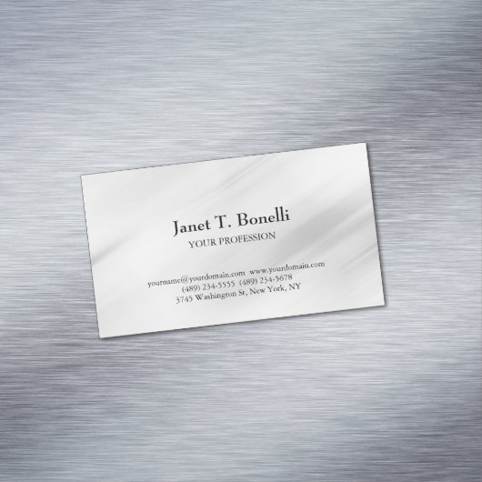 Grijze achtergrond Elegant Plain Simple Profession Magnetisch Visitekaartje (Voorbeeld)