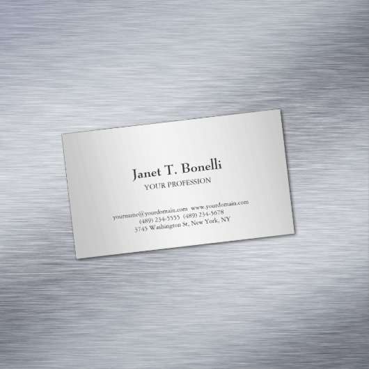 Grijze achtergrond Elegant Plain Simple Profession Magnetisch Visitekaartje (Voorbeeld)