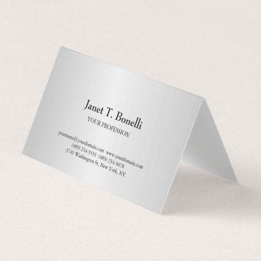 Grijze achtergrond Elegant Plain Simple Profession Visitekaartje (Voorkant)
