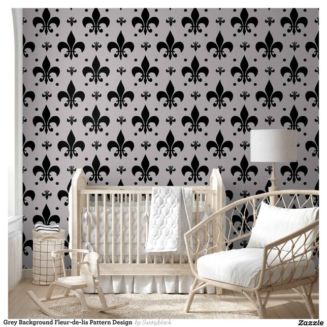 Grijze Achtergrond Fleur-de-lis Patroonontwerp Behang (Creator heeft geüpload)