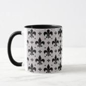 Grijze Achtergrond Fleur-de-lis Patroonontwerp Mok (Links)