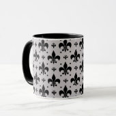 Grijze Achtergrond Fleur-de-lis Patroonontwerp Mok (Voorkant links)