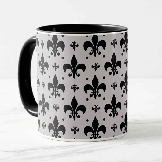 Grijze Achtergrond Fleur-de-lis Patroonontwerp Mok
