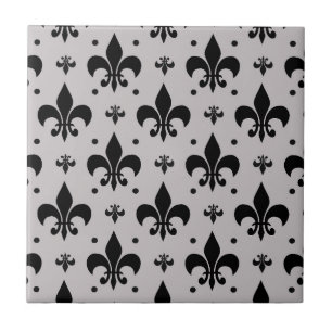 Grijze Achtergrond Fleur-de-lis Patroonontwerp Tegeltje