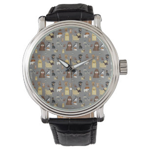 grijze achtergrond-honden patroon. horloge