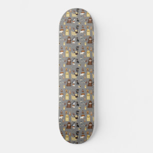 grijze achtergrond-honden patroon. persoonlijk skateboard