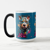 Grijze Achtergrond Kleurrijke Dog Art Magische Mok (Links)