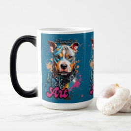 Grijze Achtergrond Kleurrijke Hond Kunst Magische Mok