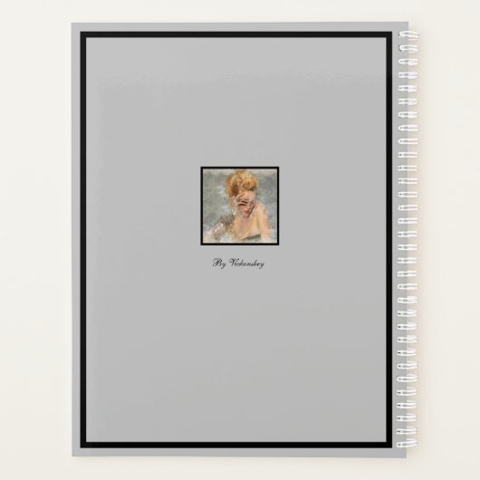 Grijze achtergrond Meisje Mode Modern Elegant Planner (Achterkant)