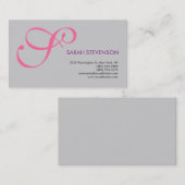 Grijze achtergrond Monogram Standaard Visitekaartj Visitekaartje (Voorkant / Achterkant)