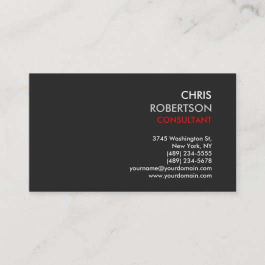 Grijze achtergrond Rood Matig Visitekaartje (Voorkant)