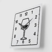 Grijze achtergrond wijnglas drink vierkante klok (Hoek)