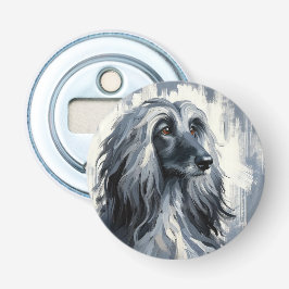 Grijze Afghaanse Windhond Portret Button Flesopener