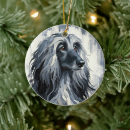 Grijze Afghaanse Windhond Portret Keramisch Ornament