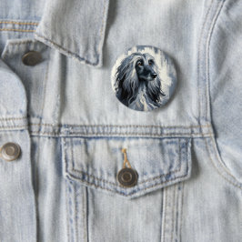 Grijze Afghaanse Windhond Portret Ronde Button 5,7 Cm