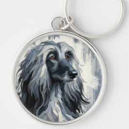 Grijze Afghaanse Windhond Portret Sleutelhanger