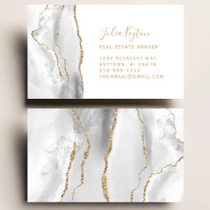 Grijze Agaat Geode Gold Glitter Real Estate Visitekaartje