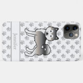 Grijze Alaskan Malamute Leuke Cartoon Hond & Naam Case-Mate iPhone Case (Achterkant (horizontaal))