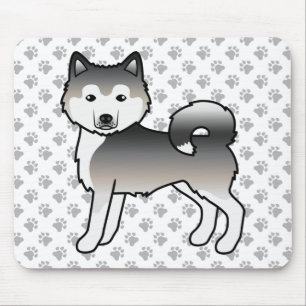 Grijze Alaskan Malamute Schattige Cartoon Hond Muismat