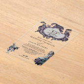 grijze Alice in Wonderland Wedding Acryl Uitnodigingen (Laagn)