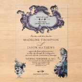 grijze Alice in Wonderland Wedding Acryl Uitnodigingen (Voorkant)