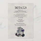 grijze Alice in Wonderland Wedding Details Informatiekaartje (Voorkant)