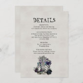 grijze Alice in Wonderland Wedding Details Informatiekaartje (Voorkant / Achterkant)