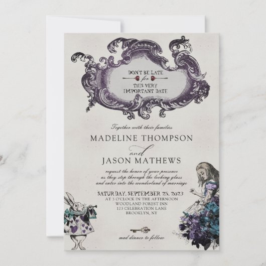  grijze Alice in Wonderland Wedding Kaart (Voorkant)