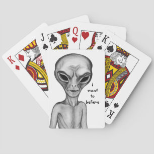 Grijze Alien, ik wil geloven Pokerkaarten