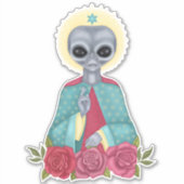 Grijze Alien-Sticker Sticker (Voorkant)