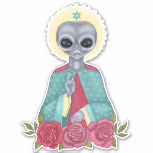 Grijze Alien-Sticker Sticker (Voorkant)