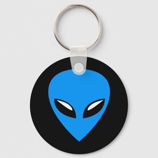 Grijze Alien UFO Blue Sleutelhanger (Voorkant)