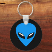 Grijze Alien UFO Blue Sleutelhanger (Voorkant)