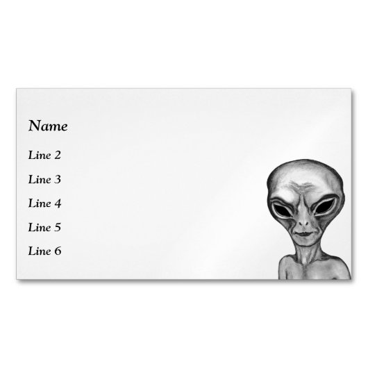 Grijze Alien-Visitekaartje Magnetisch Visitekaartje (Voorkant)