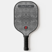 Grijze alligator lederen schalen aangepast monogra pickleball paddle (Voorkant)