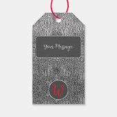 Grijze alligator lederen schalen reptiel monogram cadeaulabel (Voorkant)