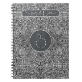 Grijze alligator lederen schalen reptiel monogram notitieboek